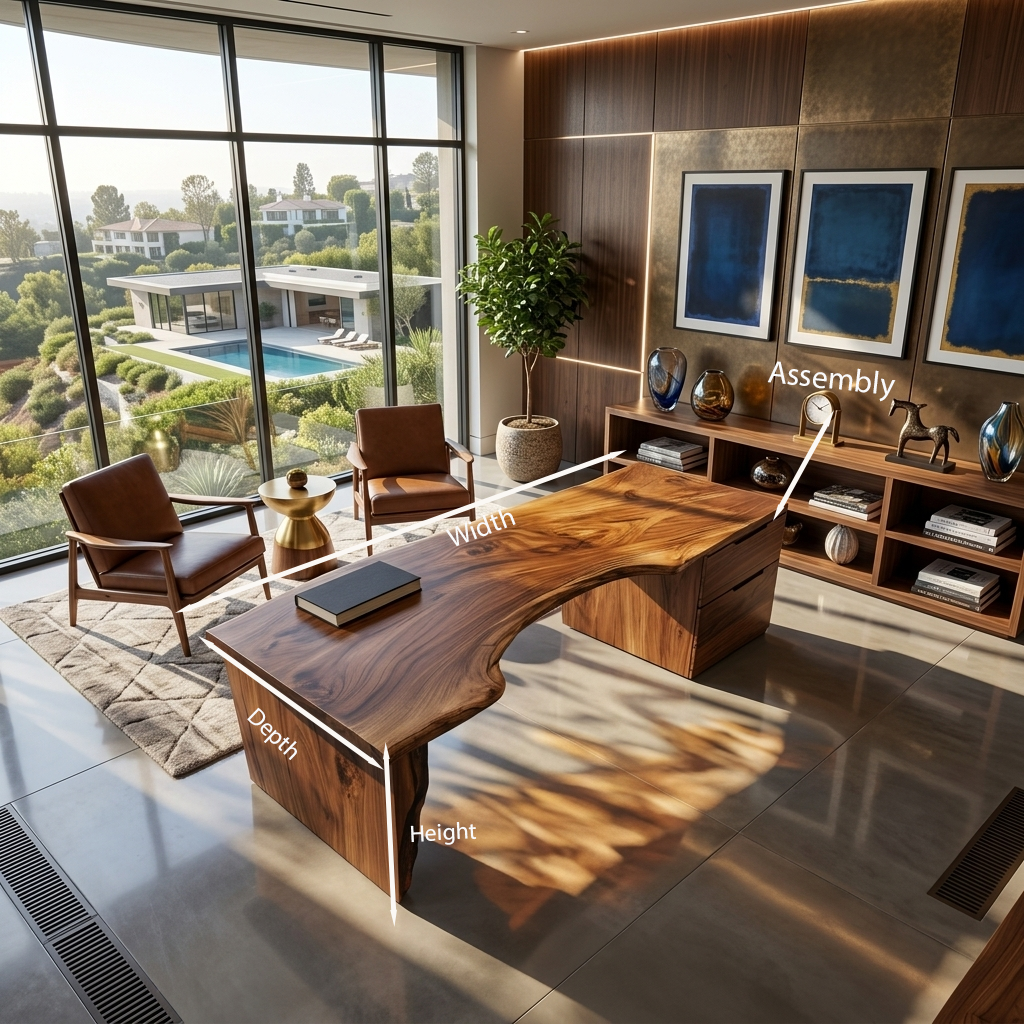 Organic Live Edge Desk For Office Or Studio Interior - Image 8