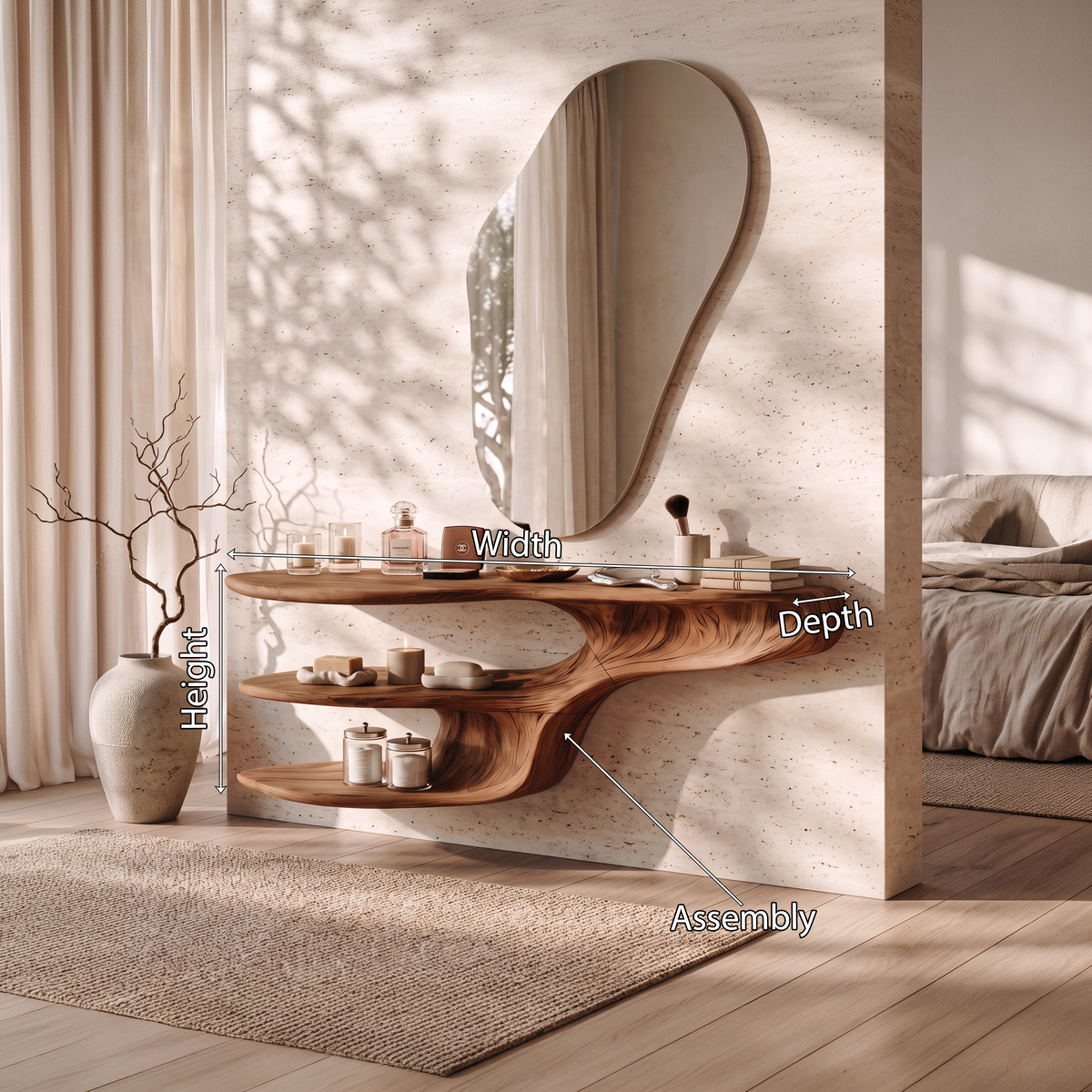 Rustic Solid Wood Vanity For Bedroom Makeup Organization - Image 8