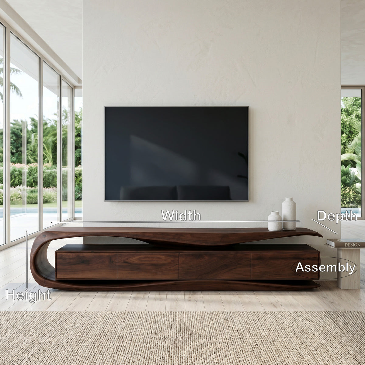 Modern Organic TV Console For Living Room Interior - Image 8