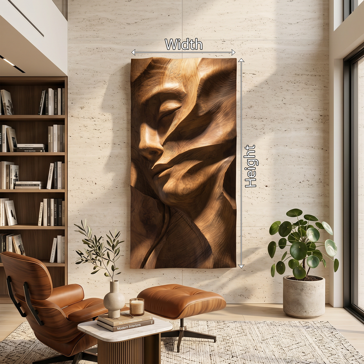 Sculpted Female Face Wood Wall Art Luxury Reading Room Decor - Image 5