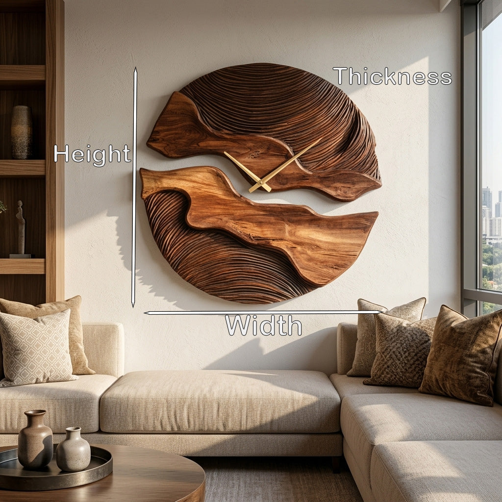 Organic Wooden Wall Clock With Unique Form For Living Room - Image 7