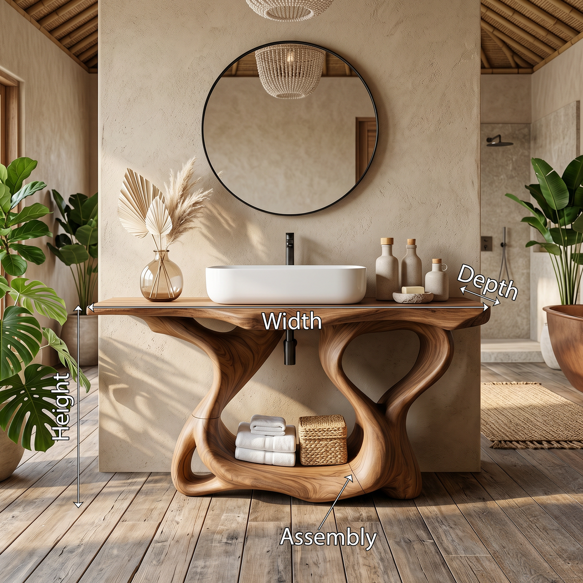 Rustic Solid Wood Vanity For Bathroom Furniture Decor - Image 8