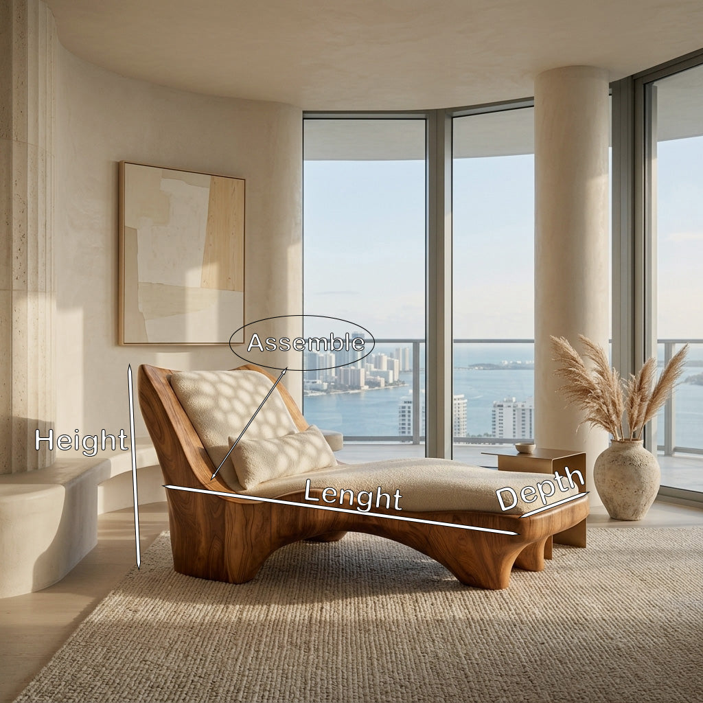 Modern Chaise Lounge With Curved Base For Living Room - Image 8