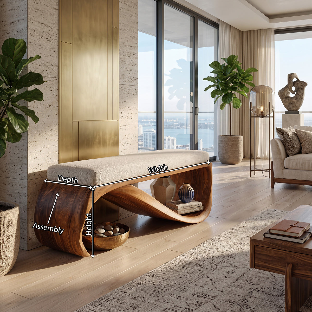 Mid Century Wooden Bench For End-of-Bed Placement - Image 8