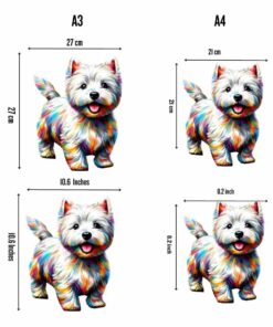 Alternative view of West Highland White Terrier Dog (Westie) Wooden Jigsaw Puzzle – Unique Shaped Pieces for Adults