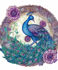 Enchanted Feather Peacock Wooden Jigsaw Puzzle – Unique Shaped Pieces for Adults