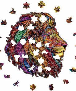 Alternative view of Majestic Lion Wooden Jigsaw Puzzle – Unique Shaped Pieces for Adults
