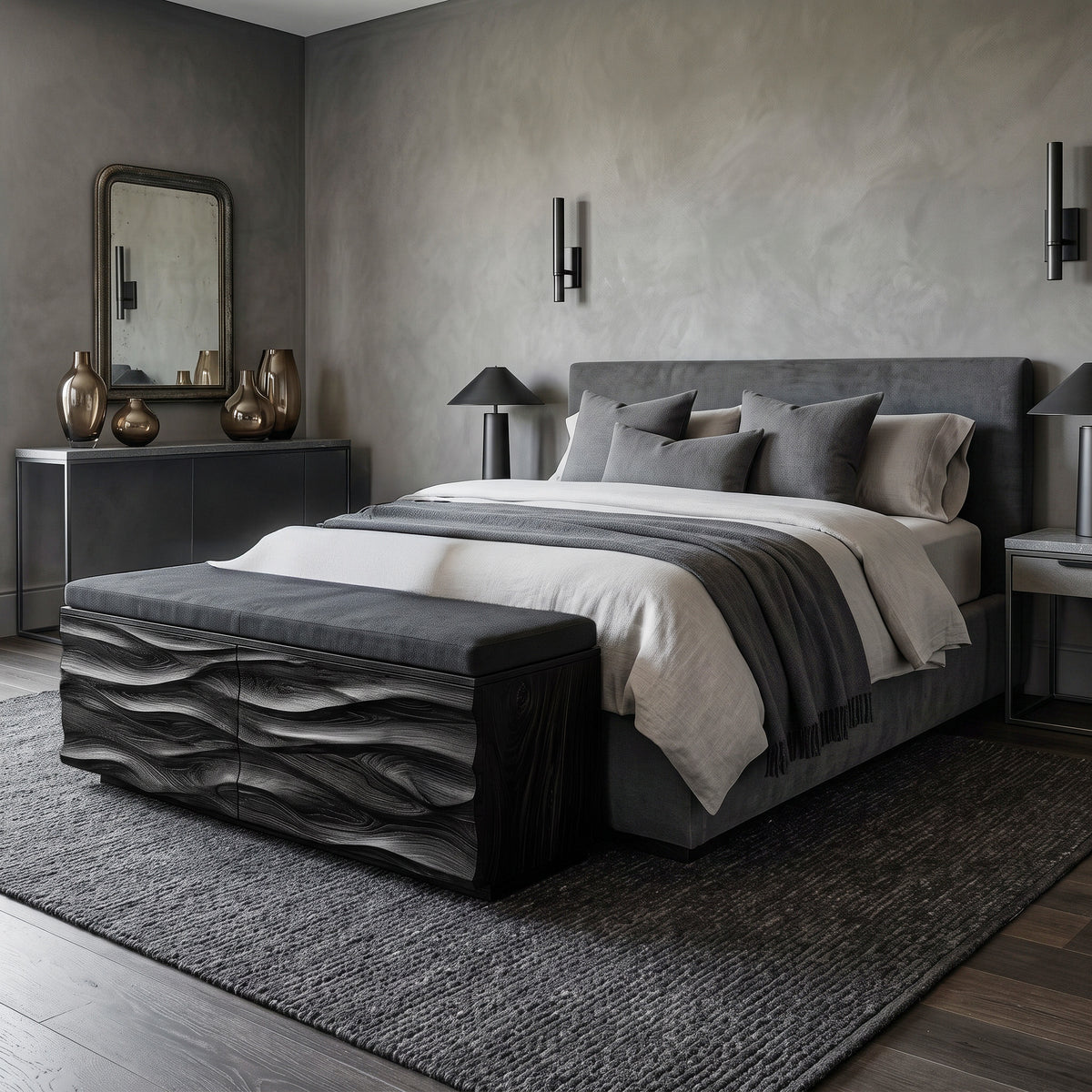 Modern Wave Storage Bench For Home Decor - Image 4