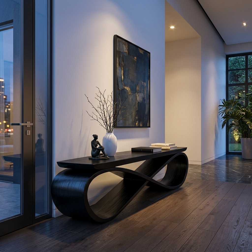 Infinity Loop Sculptural Bench For Entryway Or Living Room - Image 4