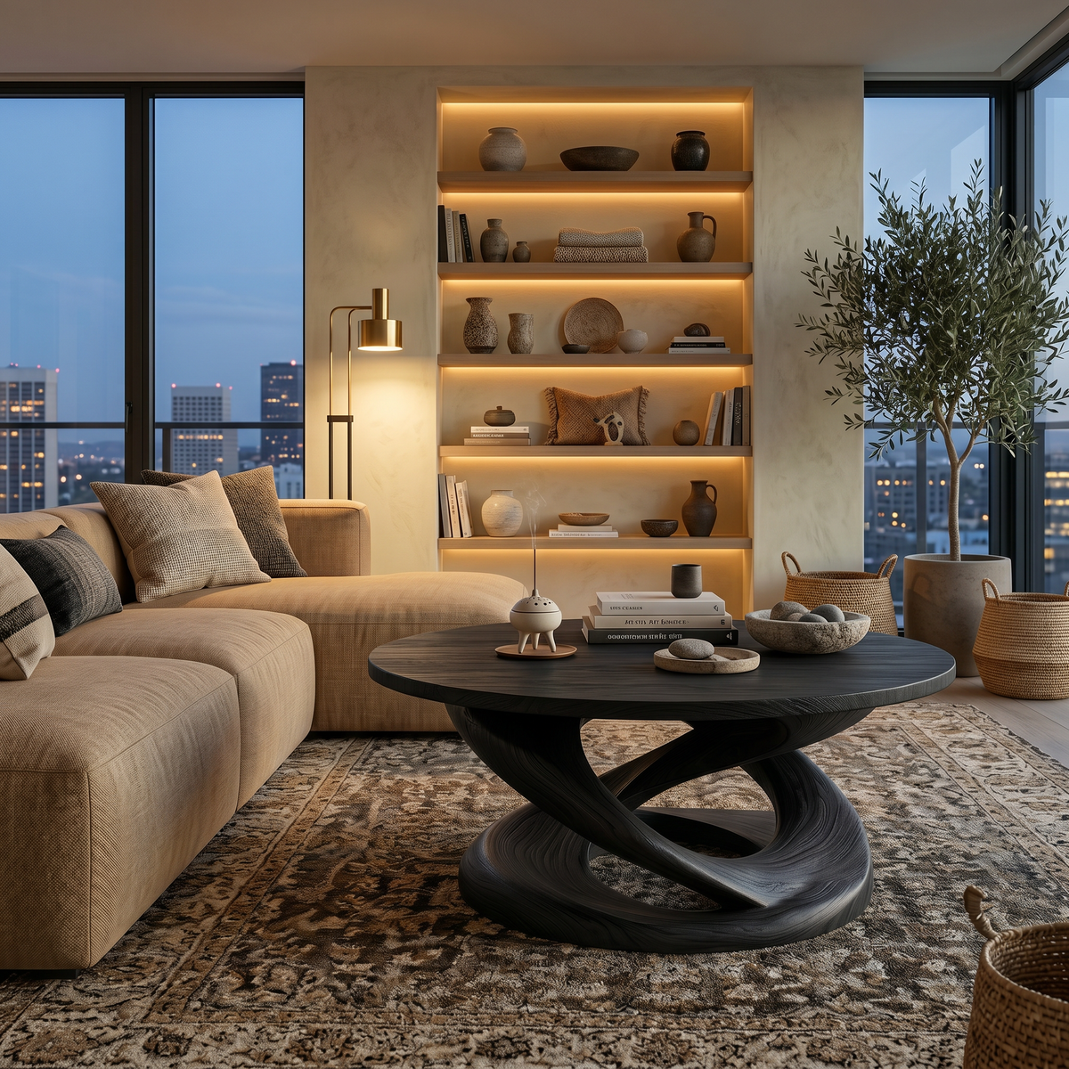 Round Coffee Table With Twisted Pedestal For Luxury Living Room - Image 4