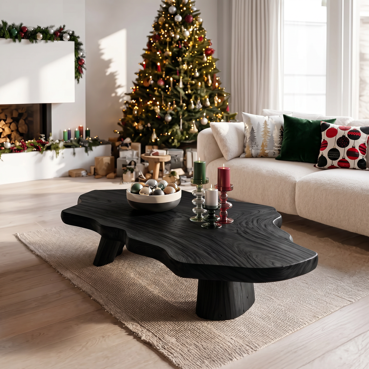 Mid Century Rustic Live Edge Coffee Table For Holiday Furniture - Image 4