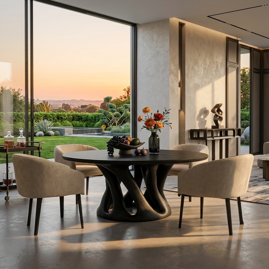 Sculptural Round Dining Table For Contemporary Interior - Image 4