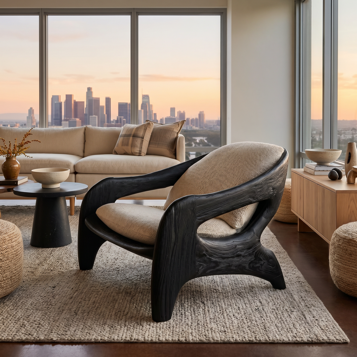 Modern Sculptural Accent Chair For Reading Corner - Image 4