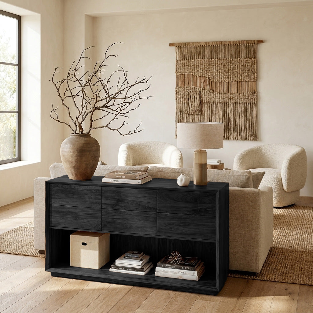 Minimal Wood Console Table With Multi Drawer For Entry Space - Image 4