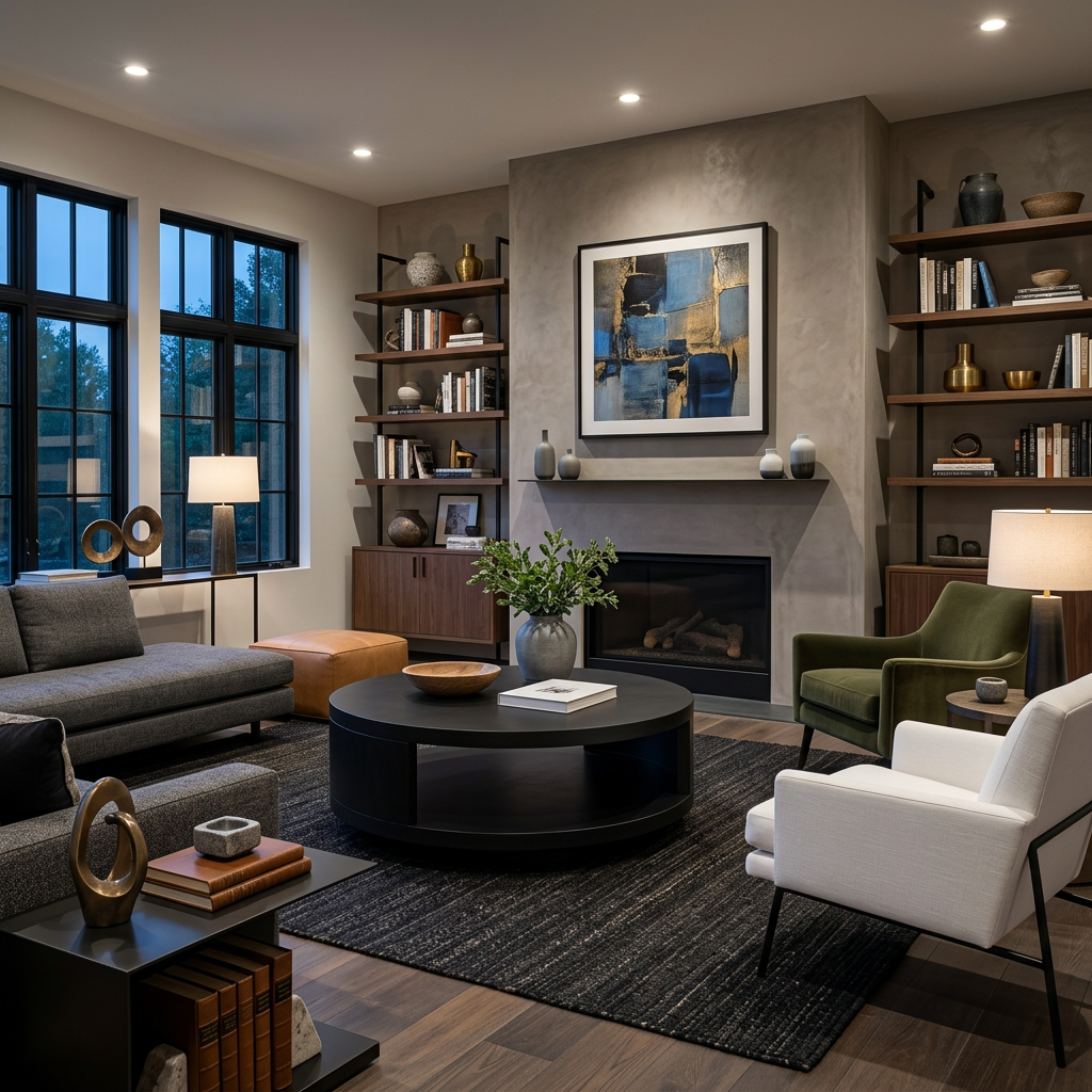 Modern Round Coffee Table With Shelf For Living Room And Lounge - Image 4