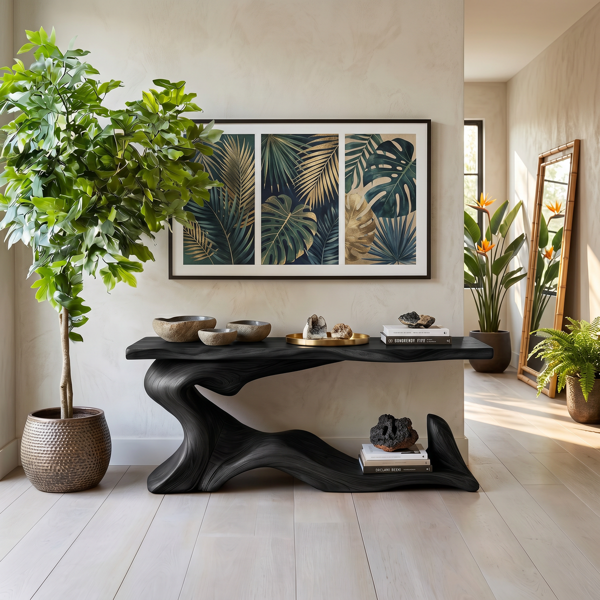 Rustic Live Edge Desk Entryway Design - Image 4