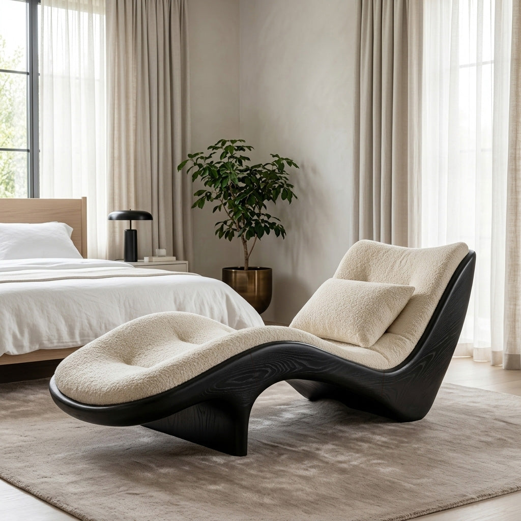 Organic Modern Natural Wood Lounge Chair For Reading Nook - Image 4