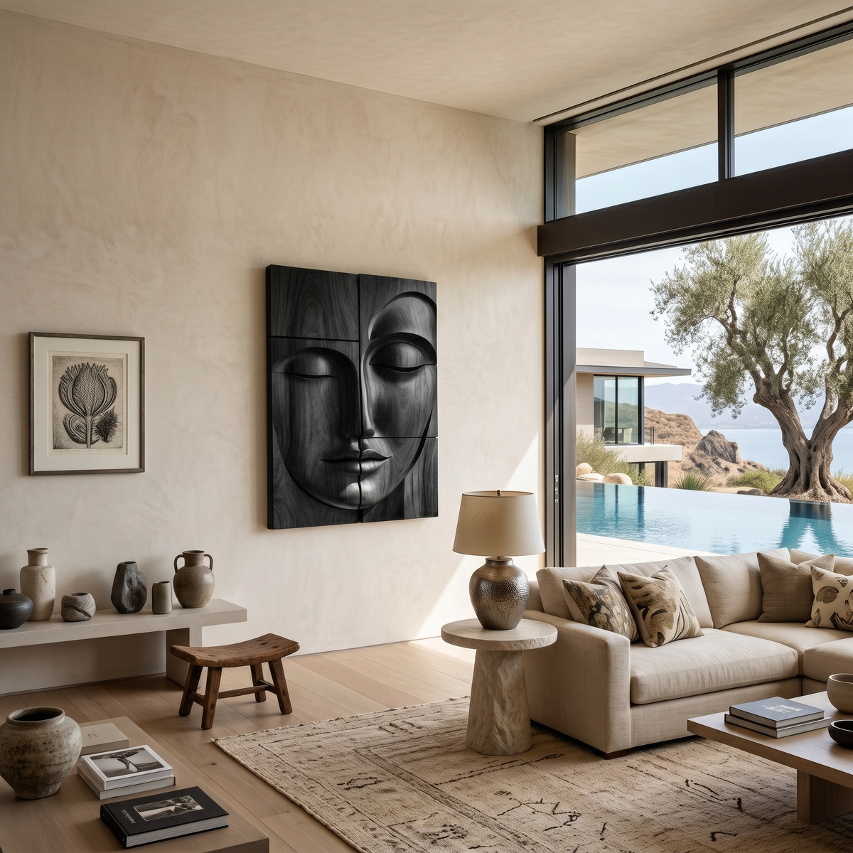 Modern Buddha Face Wall Art Living Room Entryway - Image 4