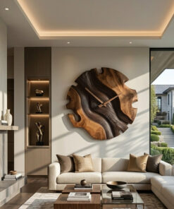 Alternative view of Elegant Sculptural Wooden Wall Clock For Living Room