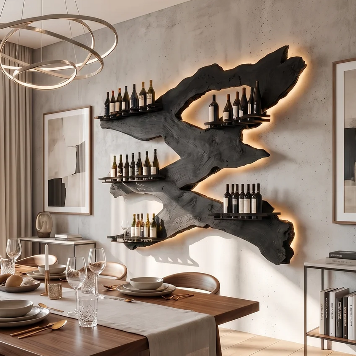 Handcrafted Wine Holder For Kitchen Wine Wall Accent - Image 4