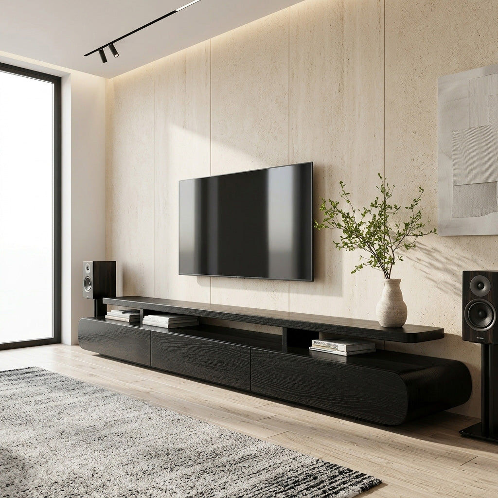 Modern Organic Natural Wood TV Stand For Living Room - Image 4