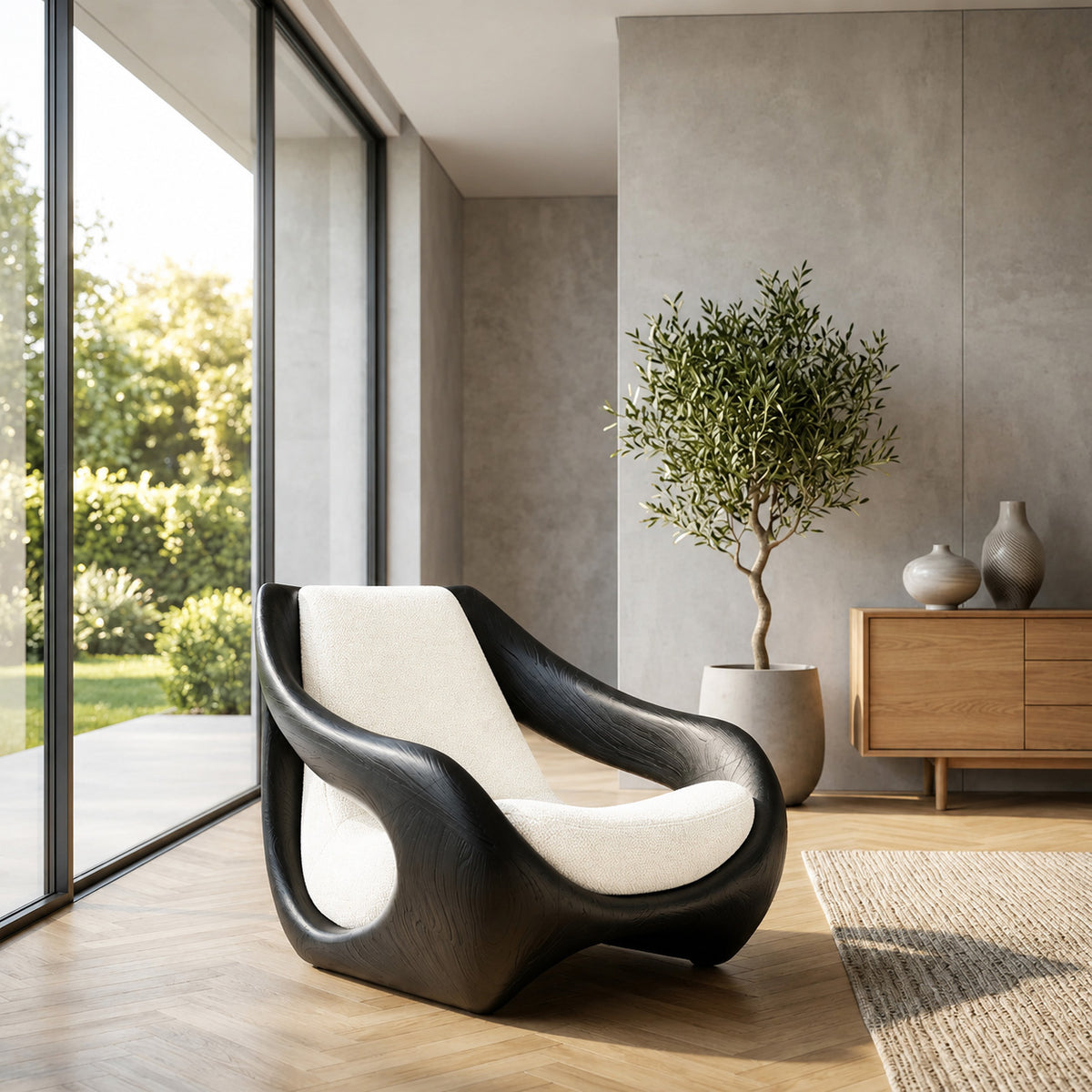 Sculptural Natural Wood Chair For Artistic Living Space - Image 4