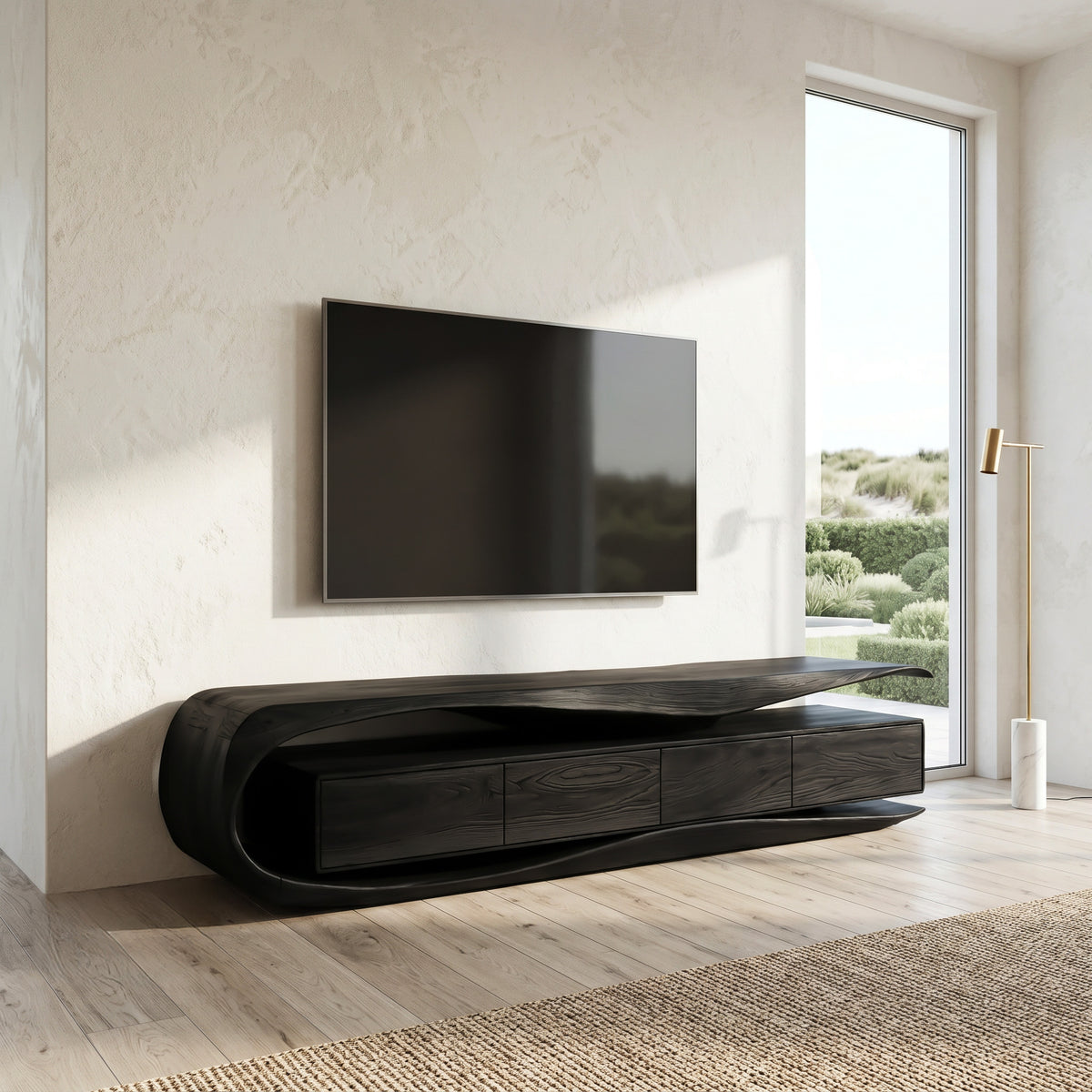 Modern Organic TV Console For Living Room Interior - Image 4