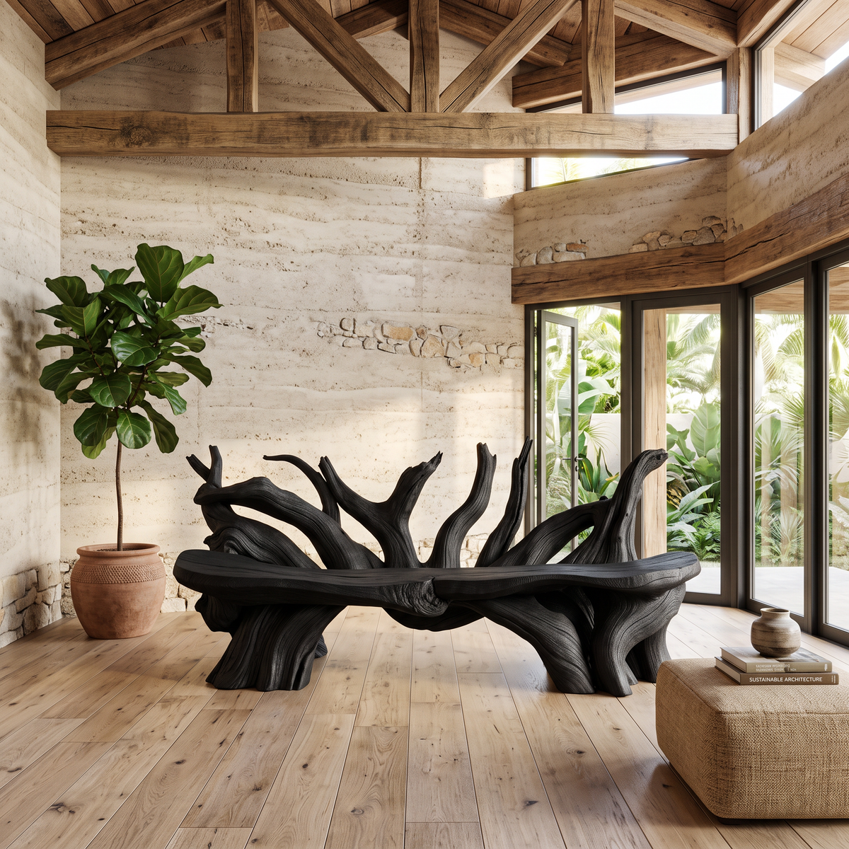 Mid Century Wooden Bench Outdoor Decor For Sleek Exteriors - Image 4
