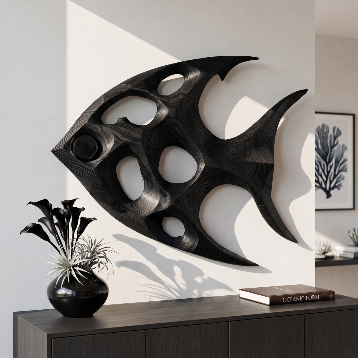 Artistic Sculptural Wall Art Fish-Inspired For Living Room - Image 4