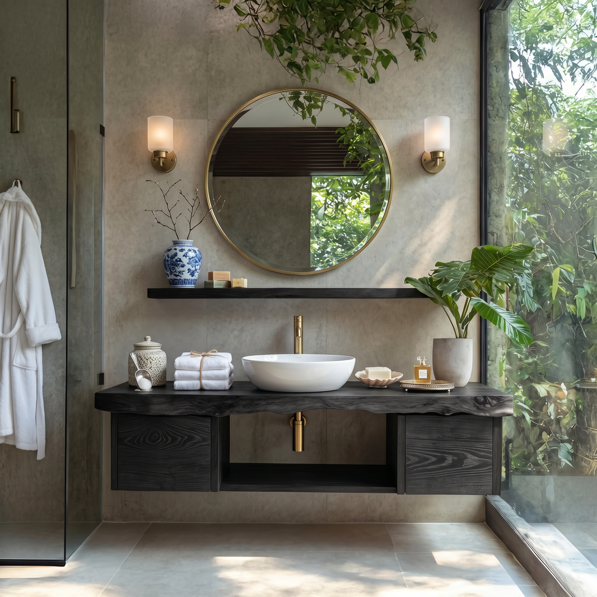 Natural Wood Floating Vanity For Bathroom Upgrade - Image 4