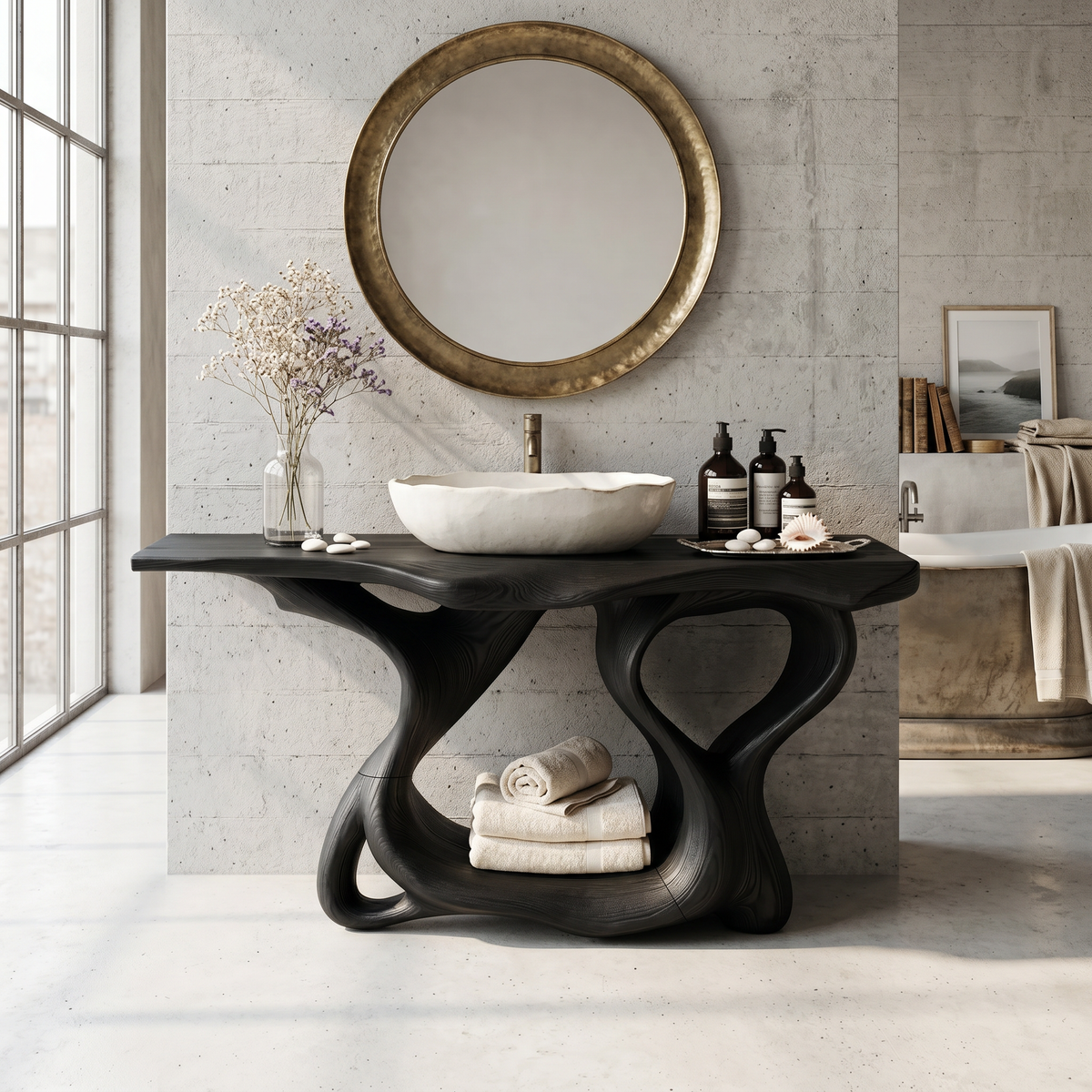 Rustic Solid Wood Vanity For Bathroom Furniture Decor - Image 4