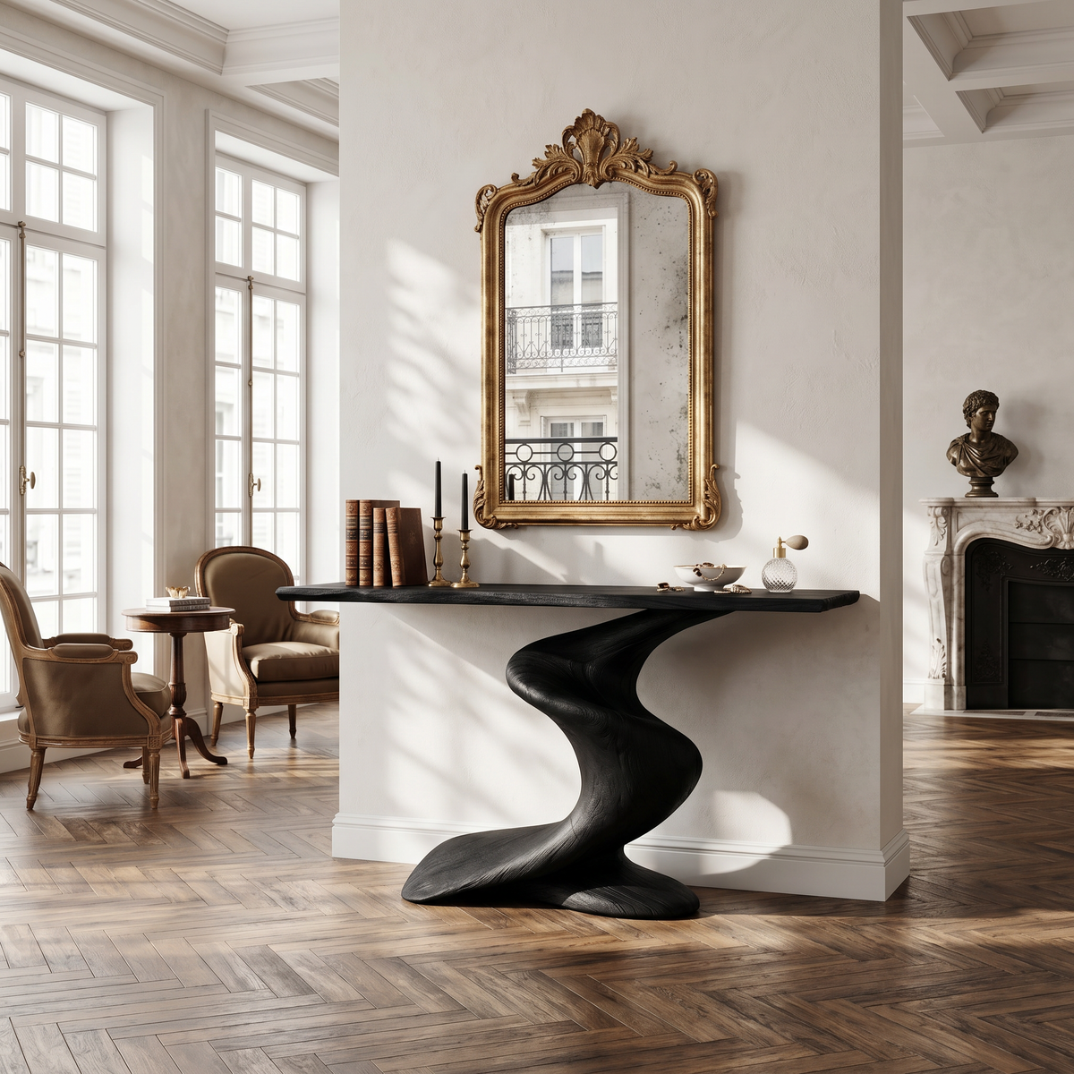 Handcrafted Wood Console Table Furniture Decor - Image 4