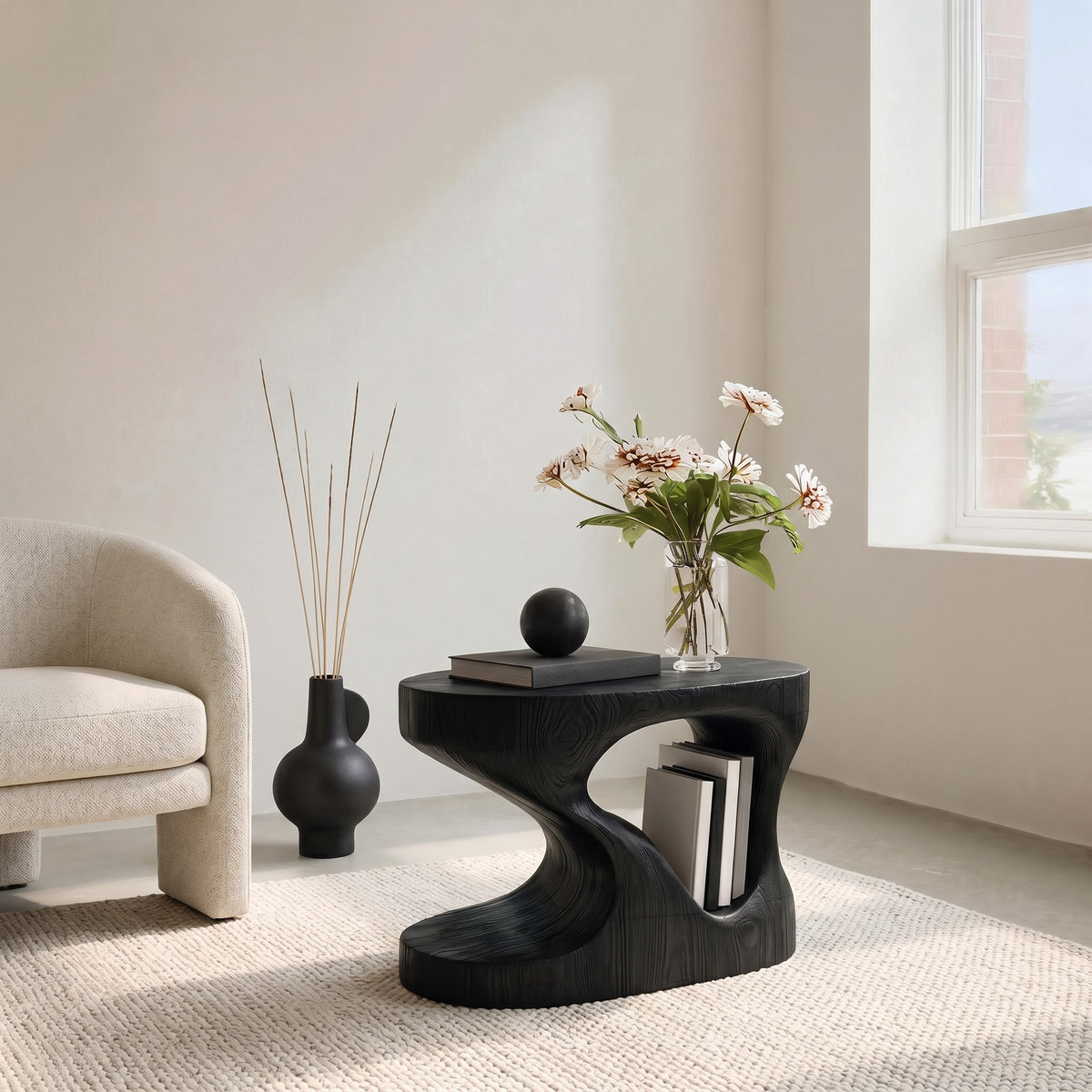 Modern Organic Side Table For Living Room Or Bedroom - Image 4