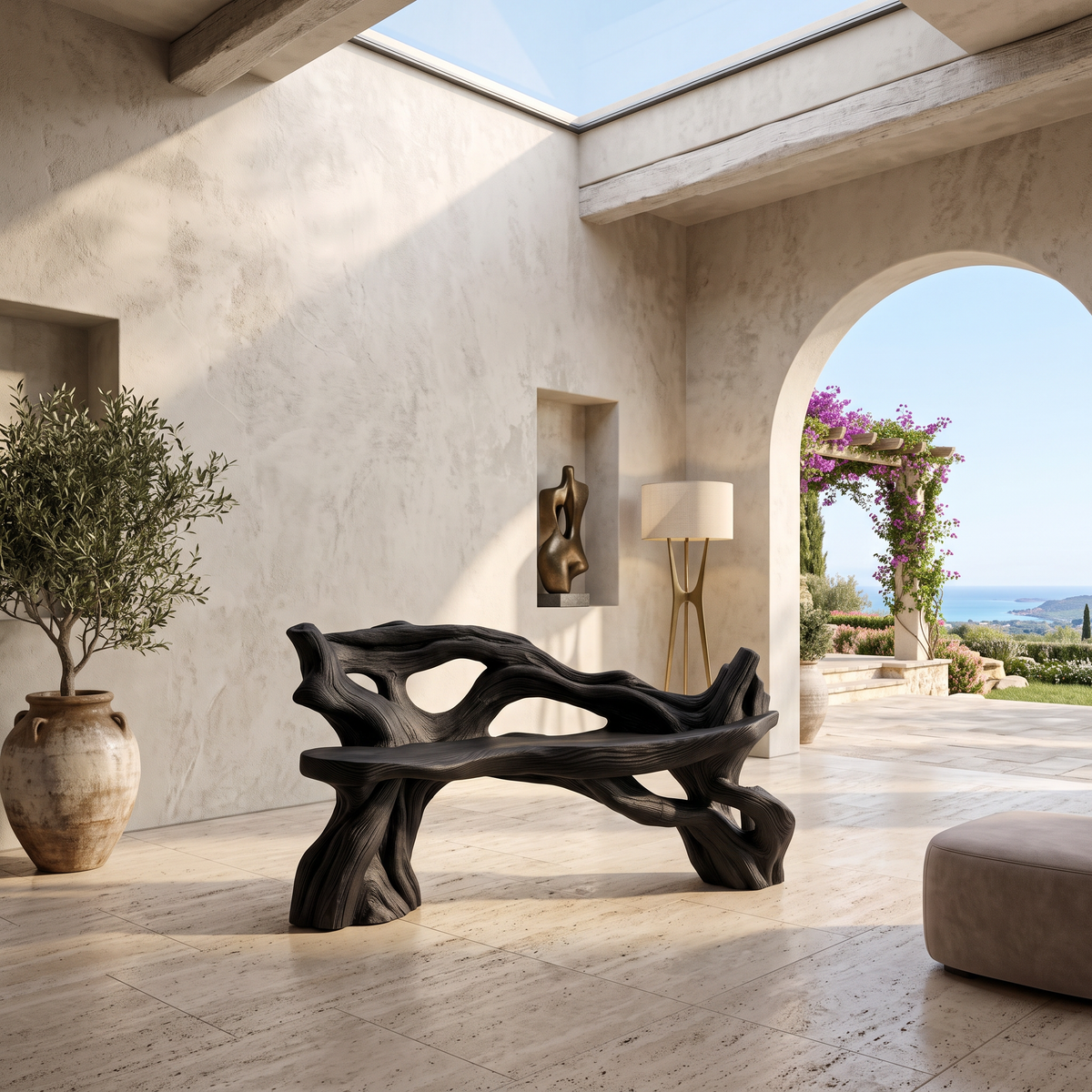 Handcrafted Branch Bench Outdoor Decor For Hand Carved Gardens - Image 4