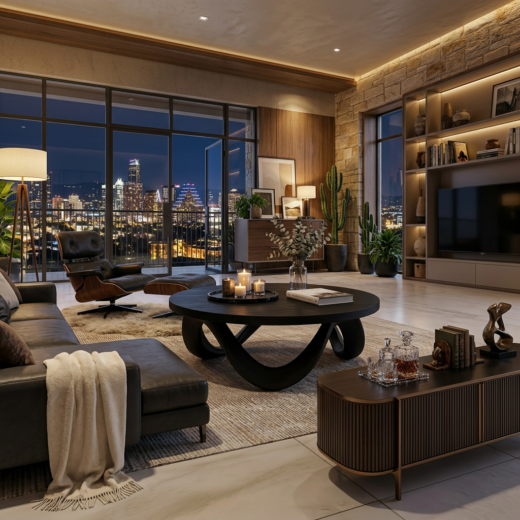 Modern Coffee Table Unique Base Design For Living Room - Image 4