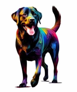 Black Labrador Dog Wooden Jigsaw Puzzle – Unique Shaped Pieces for Adults