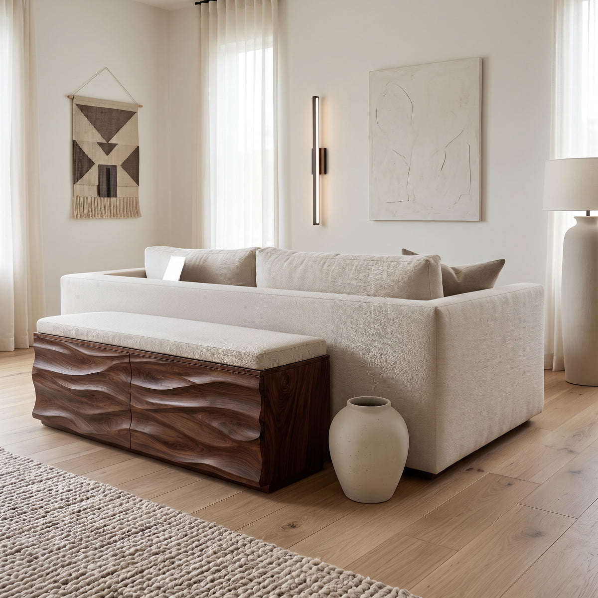 Modern Wave Storage Bench For Home Decor - Image 7