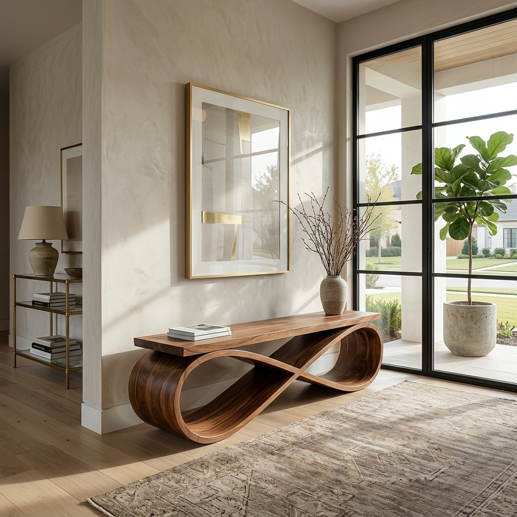 Infinity Loop Sculptural Bench For Entryway Or Living Room - Image 7