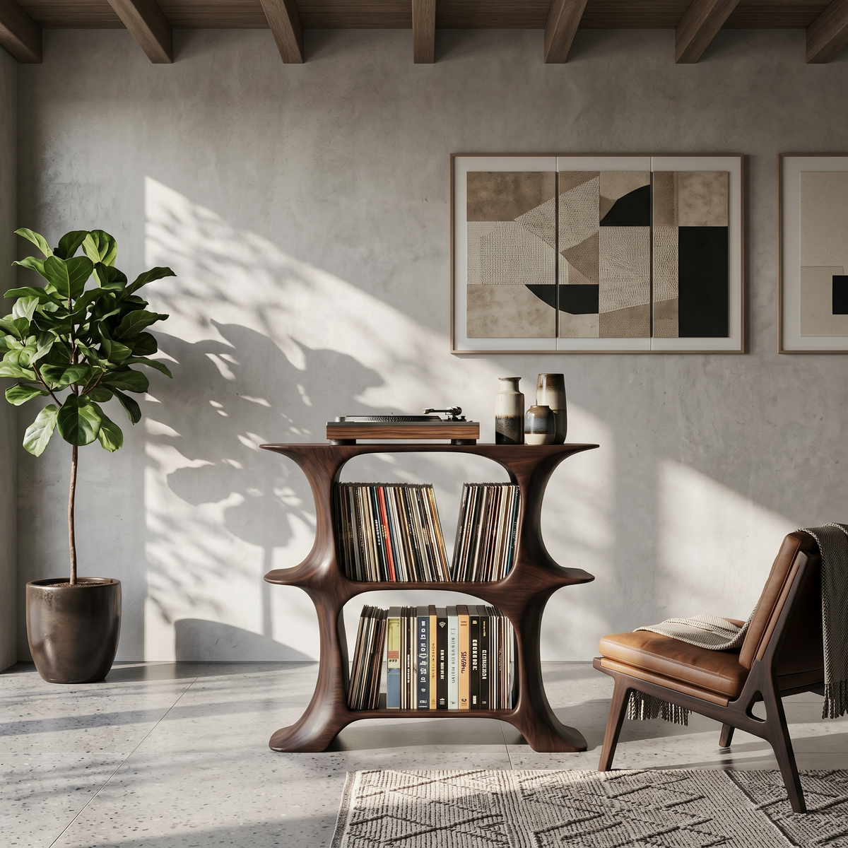 Rustic Record Stand Vintage Living Room Vibe - Image 7