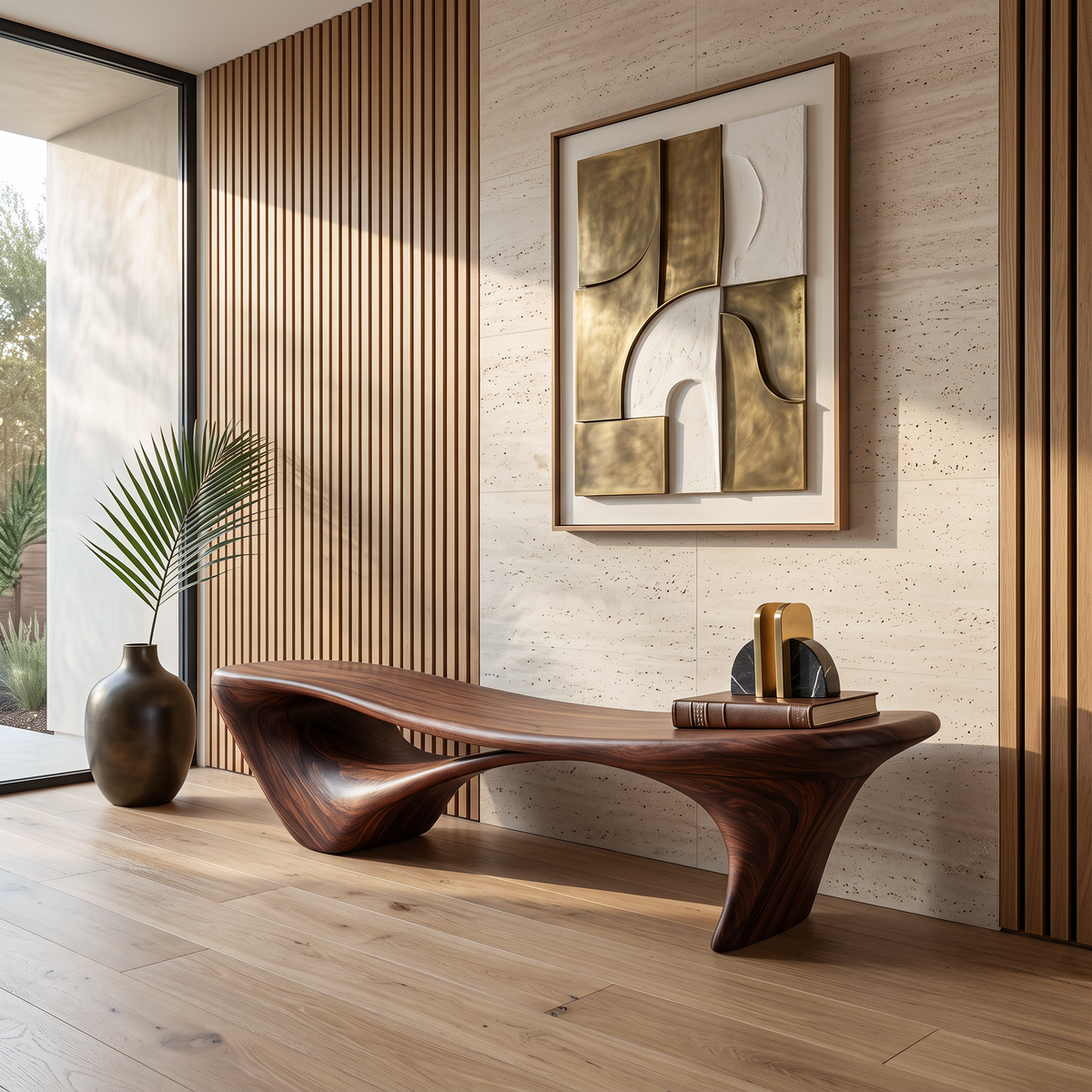 Modern Sculptural Bench For Entryway Or Living Room - Image 7