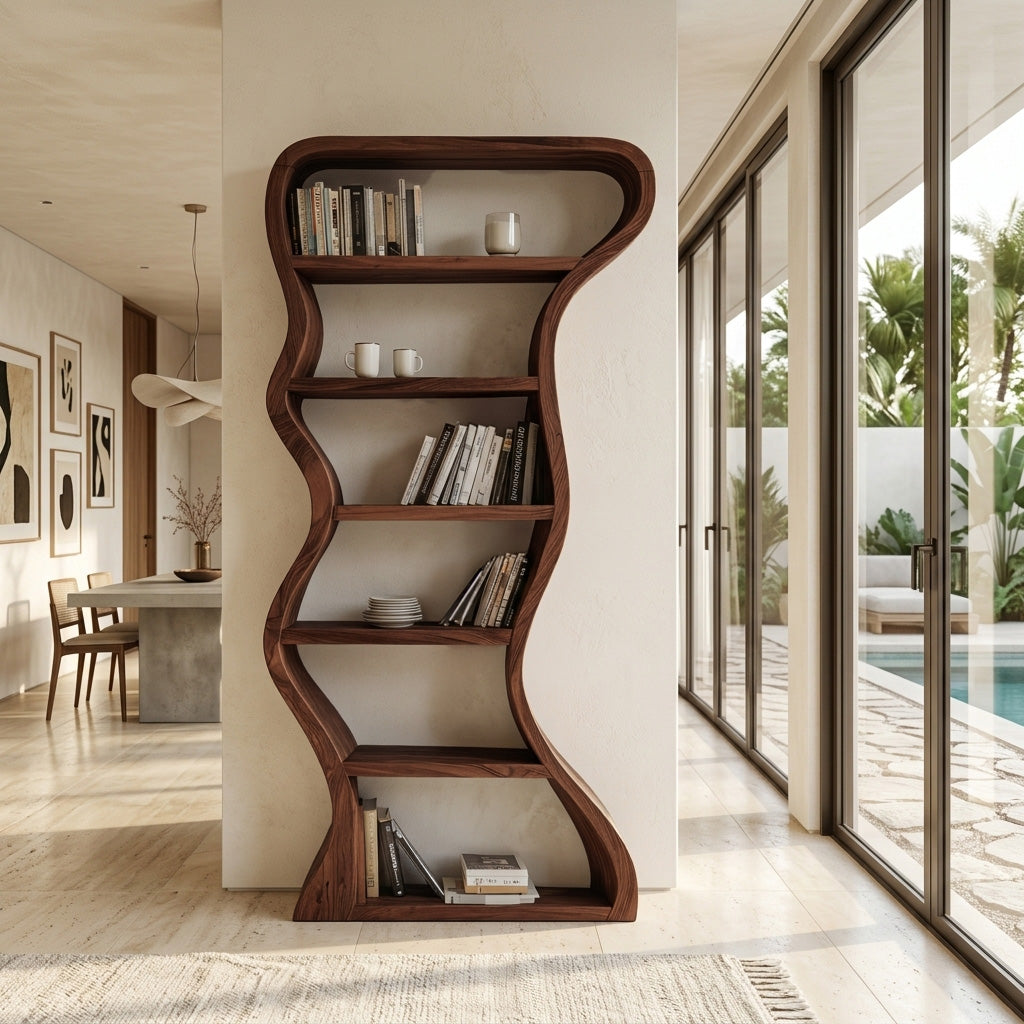 Organic Sculpture Wavy Bookshelf For Living Room Or Office Furniture - Image 7