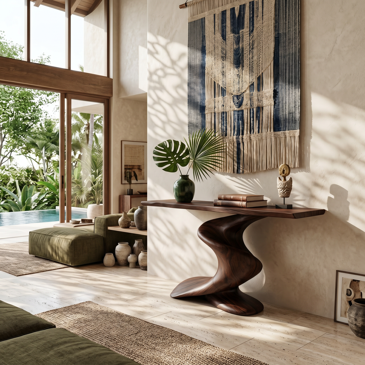 Handcrafted Wood Console Table Furniture Decor - Image 7