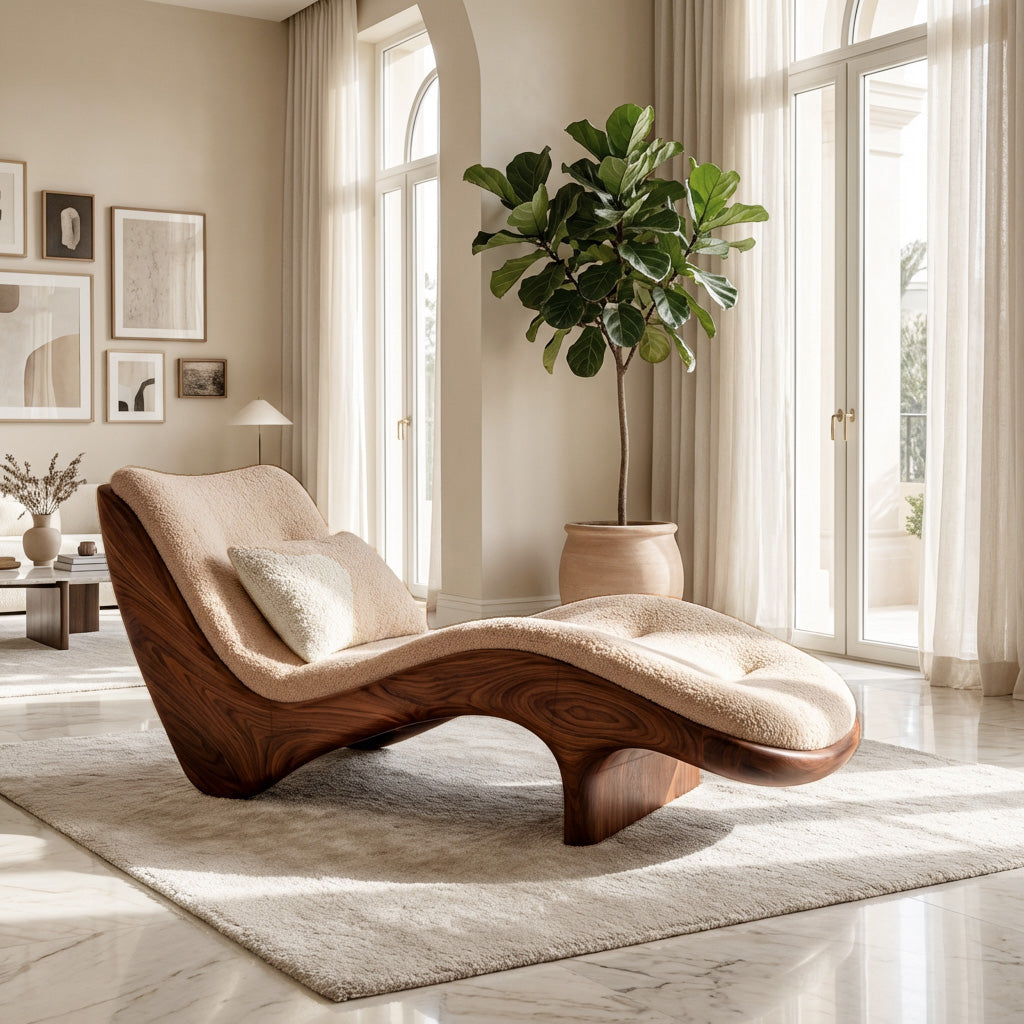 Organic Modern Natural Wood Lounge Chair For Reading Nook - Image 7