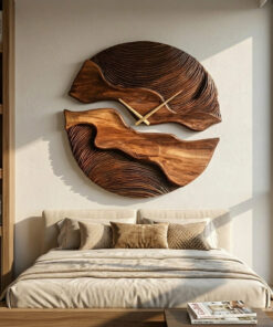 Alternative view of Organic Wooden Wall Clock With Unique Form For Living Room