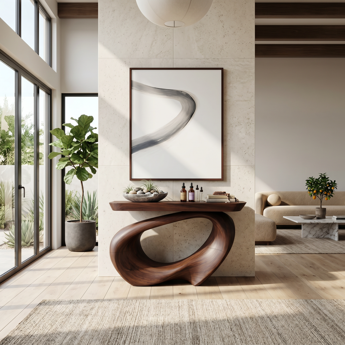 Rustic Live Edge Console Table Entryway Design - Image 7