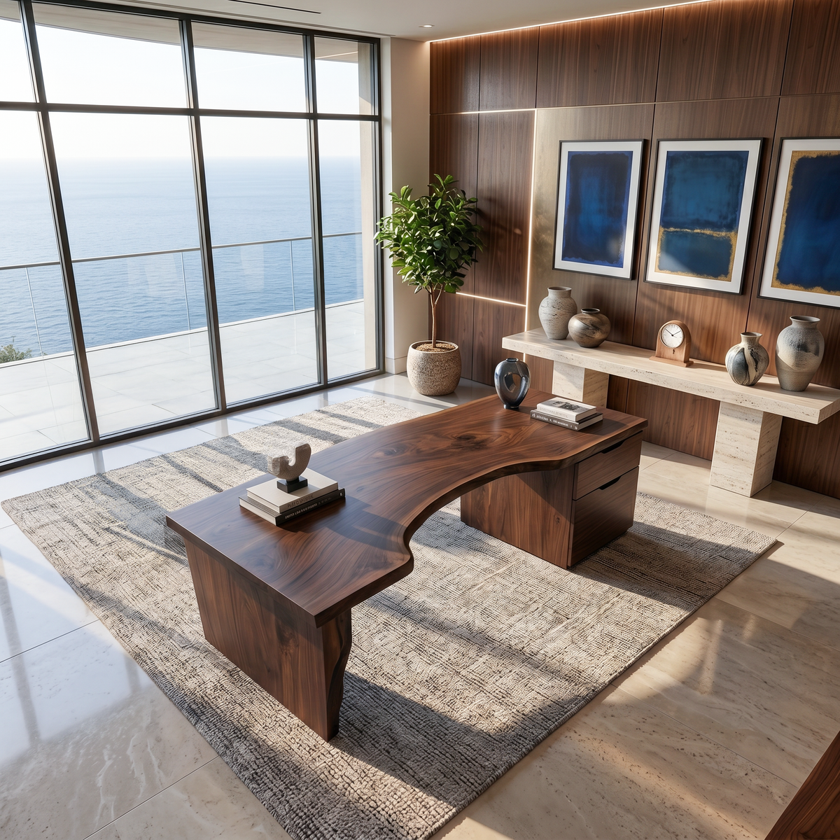 Organic Live Edge Desk For Office Or Studio Interior - Image 7