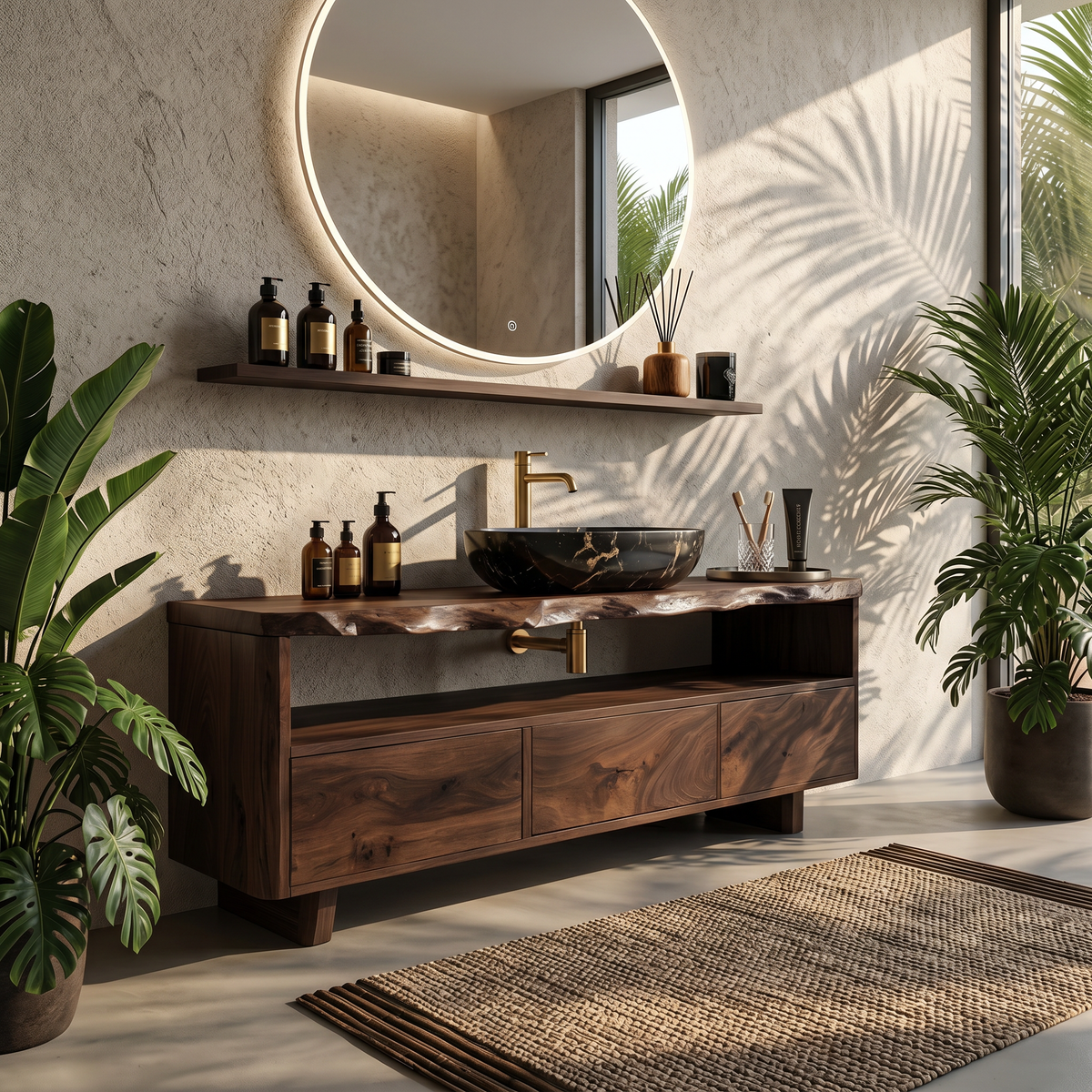 Mid Century Wooden Vanity For Bathroom Wall Mount - Image 7