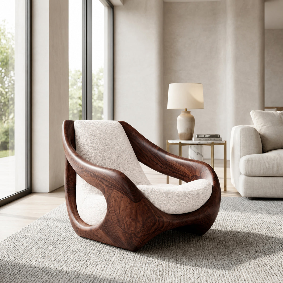 Sculptural Natural Wood Chair For Artistic Living Space - Image 7