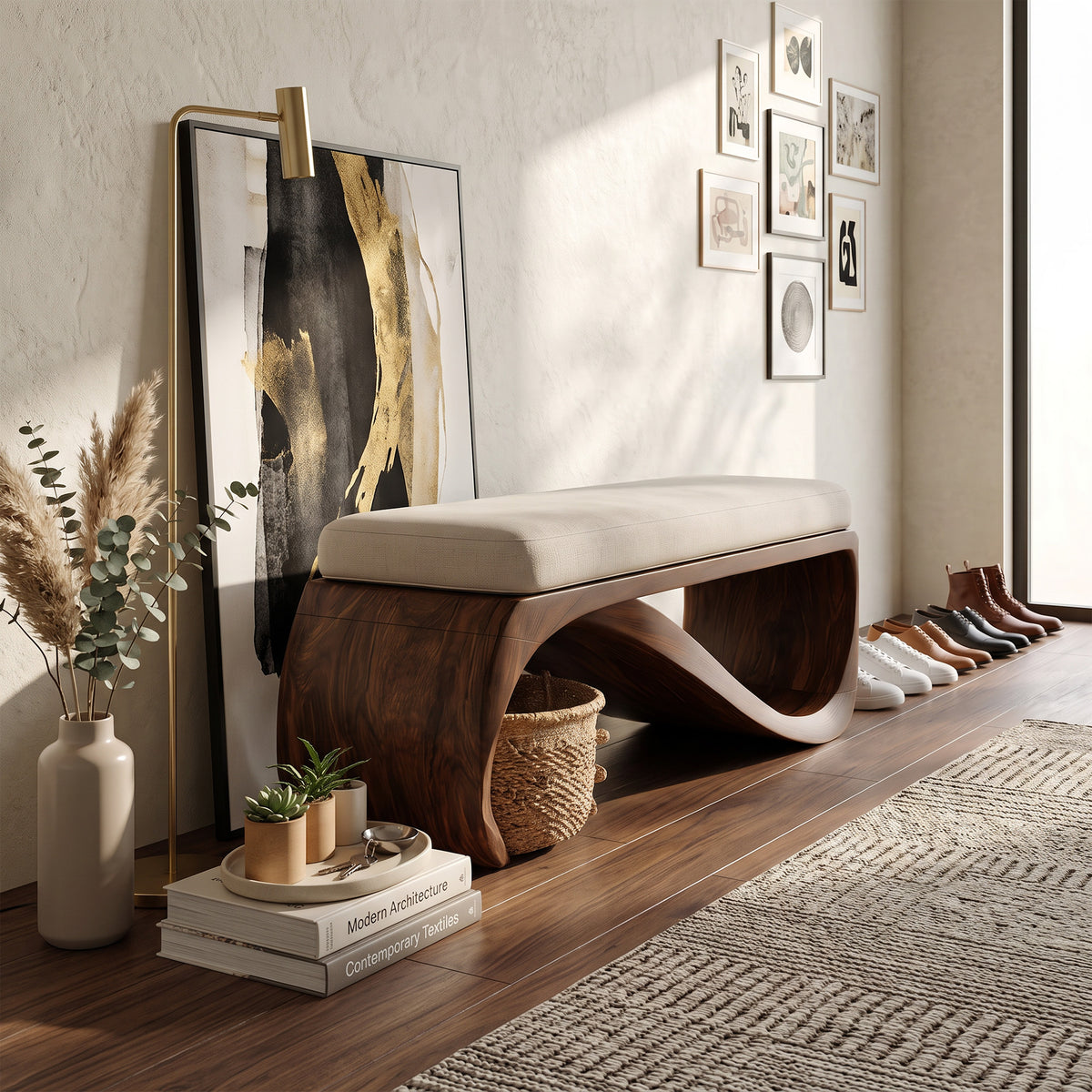 Mid Century Wooden Bench For End-of-Bed Placement - Image 7