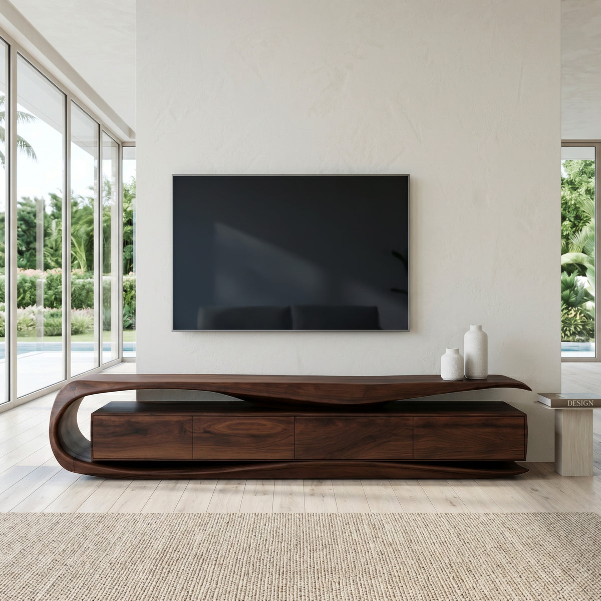 Modern Organic TV Console For Living Room Interior - Image 7